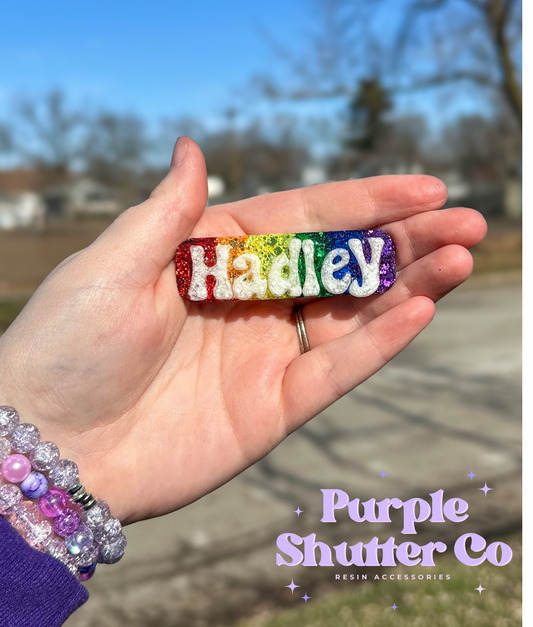 Ombré Rainbow Name clip