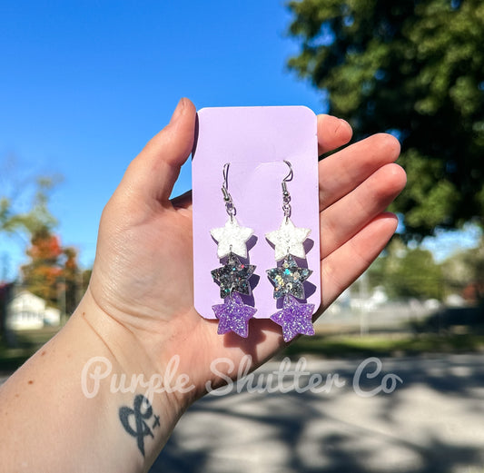 Triple Star Dangle Earrings