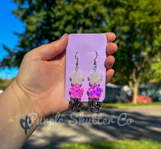 Triple Flower Dangle Earrings