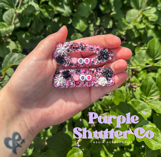 Pink Spooky Boo Clips