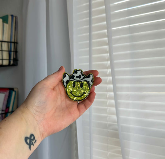 Smiley Cowboy Keychain/ Pop socket